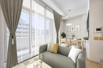 別角度のLDK（CGで作成したリフォーム・家具設置イメージです）