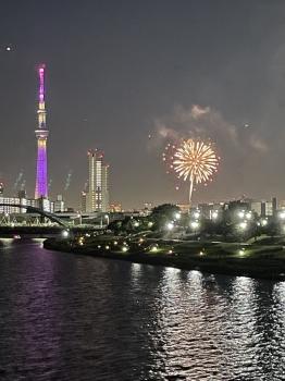 南側バルコニーからの眺望（隅田川の花火）