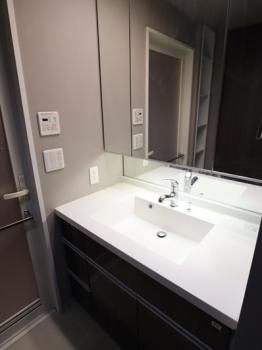 身だしなみを整えやすい、三面鏡・シャワー付き洗面化粧台です。