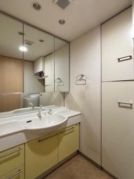 身だしなみを整えやすい、三面鏡・シャワー付き洗面化粧台です。