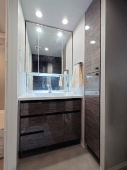 三面鏡収納つきの洗面台