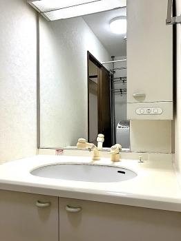 収納スペースもある洗面化粧台です。