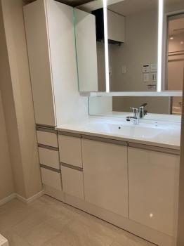 収納スペース豊富な洗面室