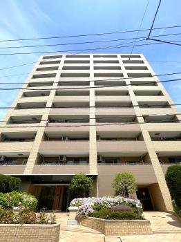 逆梁アウトフレーム工法により重厚な堂々たる現地外観