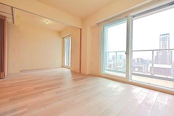 ２５階西向きの為、札幌駅、藻岩山方面を望む部屋位置です。