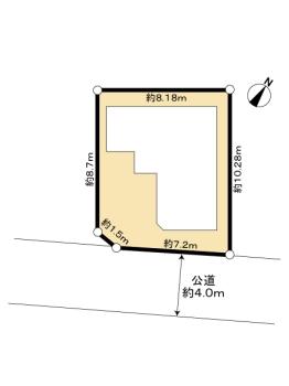 南東向き　西側は隣地通路や駐車場の為、角地形状