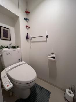 収納スペースがあるので、トイレットペーパーのストックや掃除用品を収納できます