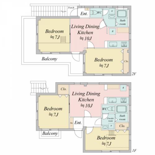 １０帖リビング　７帖居室が２部屋