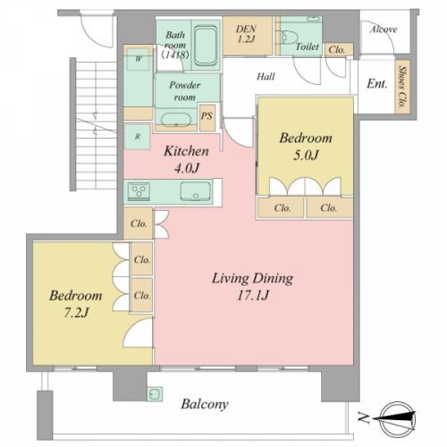 新築時3LDK→2LDKに設計変更。LDK約21.1帖