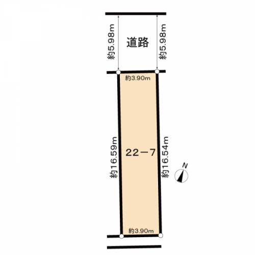 面積（公簿）64.71平米、北西向き、前面道路幅員約5.9ｍ、接道間口3.9ｍ！