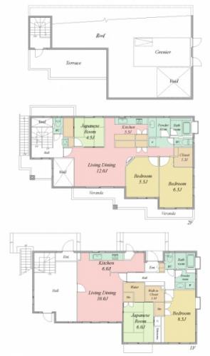 現存建物の間取図（鉄骨造2階建・延床面積192.70平米）