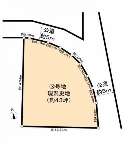 ３号地区画　約４３坪　２８８０万円