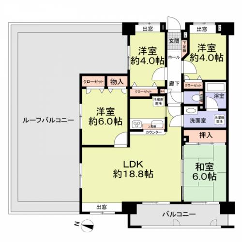 4LDKルーフバルコニー付きのお部屋です！