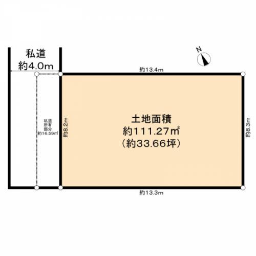 土地面積：111.27平米　間口：約8.2ｍ
