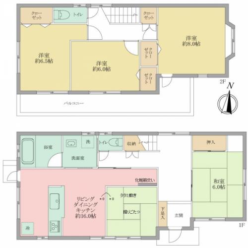 延べ床面積32.56坪、４ＬＤＫ（各居室６帖以上）