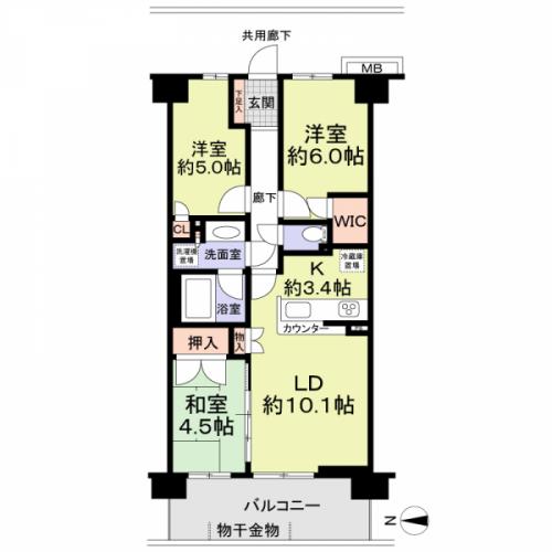 ３LDKタイプの間取りです