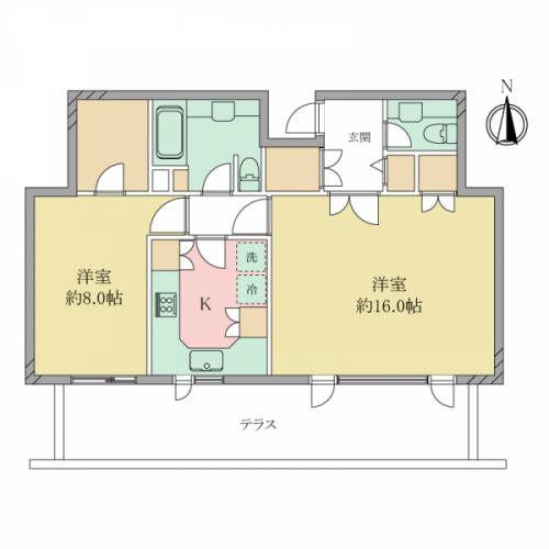 公簿面積72.77平米の２K