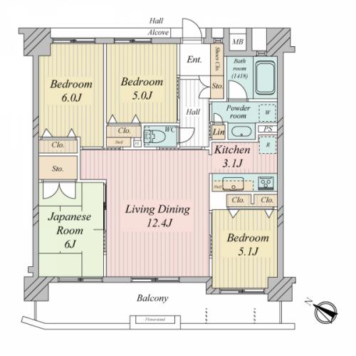 約80平米、4LDKタイプのお部屋です