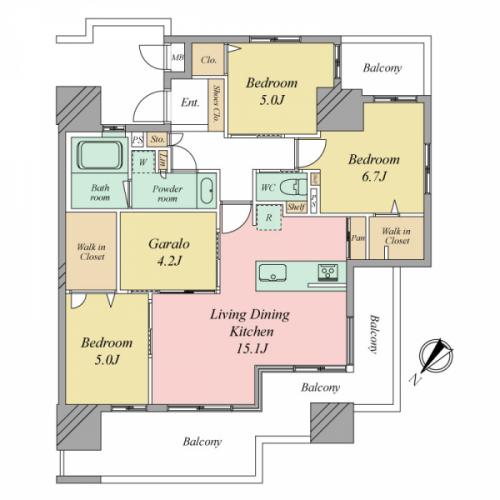 3LDK＋WIC＋ガレーロ付