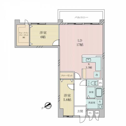 ２LDK×最上階×南東向き　LDK20.5帖・2020年リフォーム済