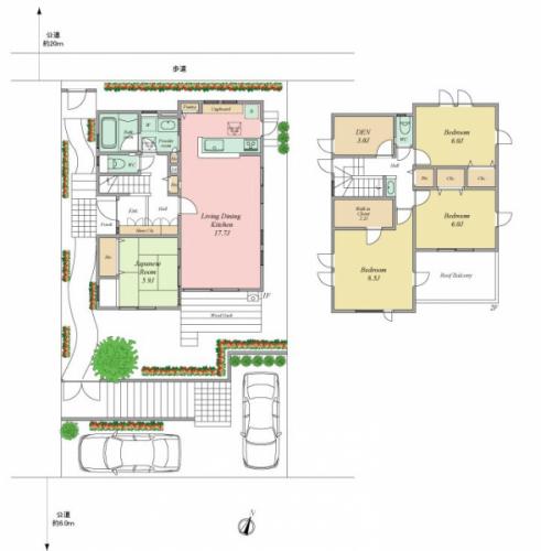 ４LDK＋S（納戸）　庭付き　カースペース２台分