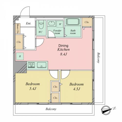 サンコーポたまがわ　3階部分　2DK　専有面積13.31坪