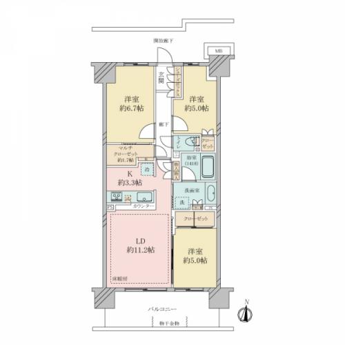 専有面積71.40平米の3LDK