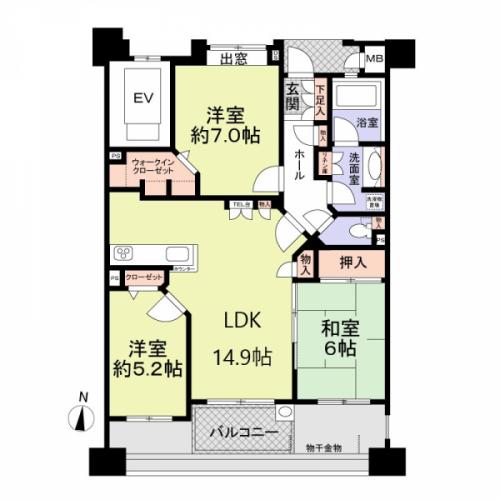 ３LDK　７７．０２平米