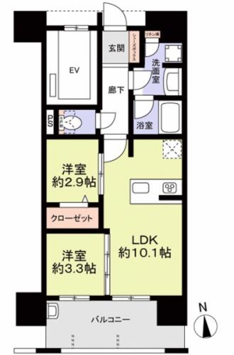 ２LDK　４２．２７平米