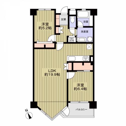 ２LDK　７０．２９平米