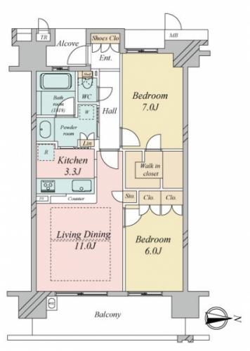 ２ＬＤＫ　６４．８６平米