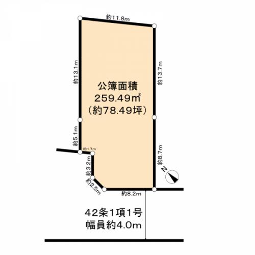 南西向き。約７８．４９坪