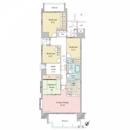4LDK+Sの間取り！延床面積は、約35坪！