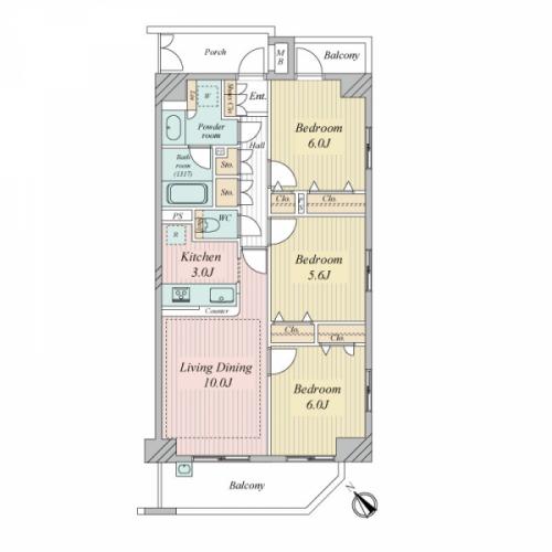 ■3LDK■68.62平米■最上階・角住戸