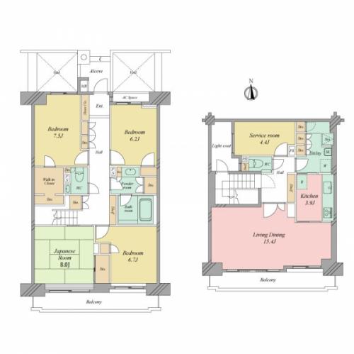 専有面積142.18平米、4LDK＋S