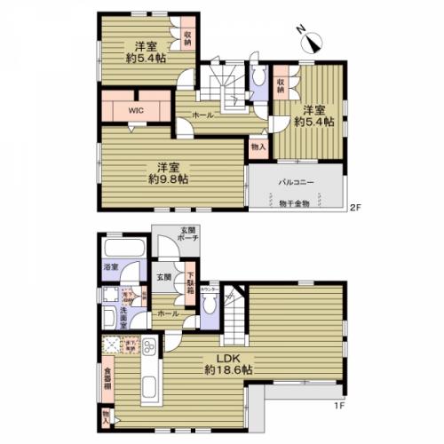 3LDK＋WICの間取り
