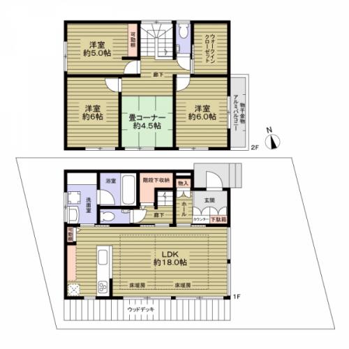 ３LDK＋畳コーナー(約４．５畳)＋WIC(1階にウッドデッキ有り！)