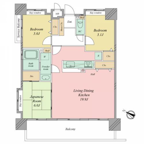 もともと４LDKタイプのお部屋を３LDKに変更済みです
