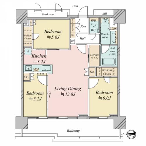 間取り　３ＬＤＫ＋Ｎ（納戸）＋２ＷＩＣ