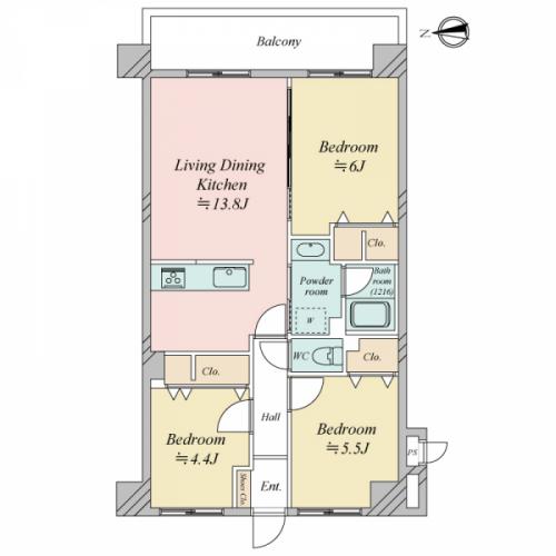 2階　64.45平米　3LDK