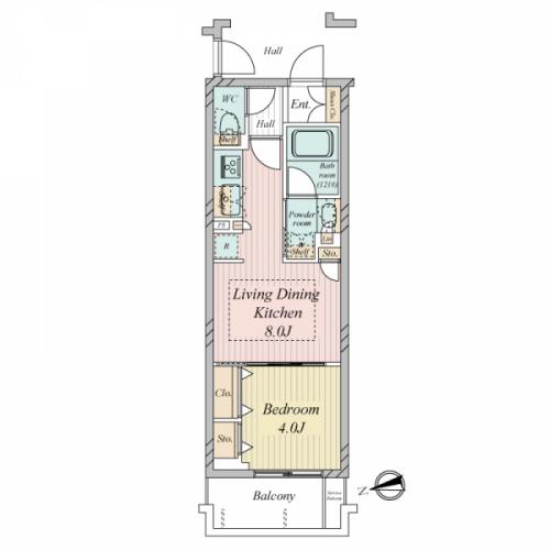 令和４年７月建築・西向き１LDKの間取です。