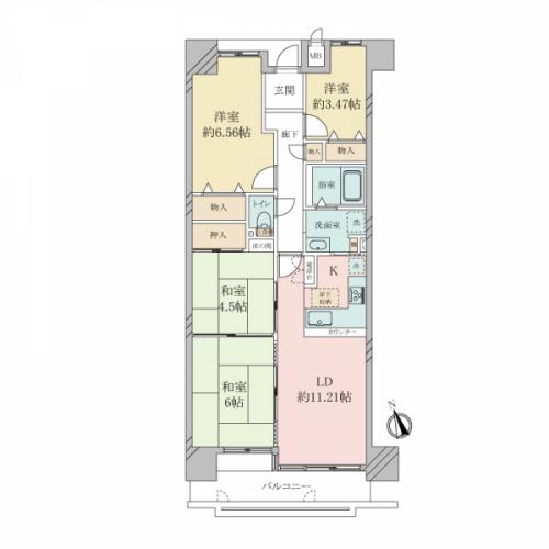 4LDKの間取りです。