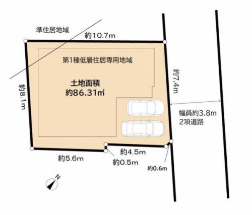 駐車スペース2台分ございます！（車種等現地要確認）