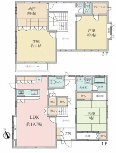 南西向きバルコニー、庭