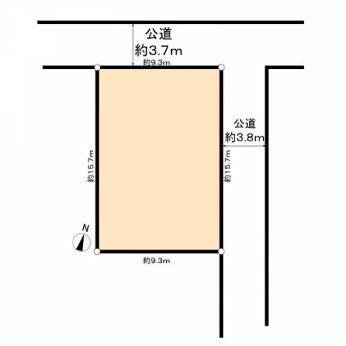 角地　149㎡　土地面積にはセットバックを含む（要セットバック）