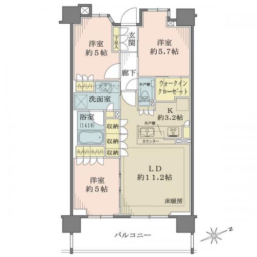 6階部分の南東向きにつき、陽当たり・通風良好です。