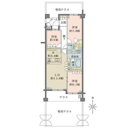 約40m2の専用テラスがございます。