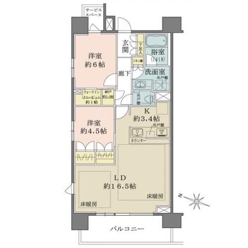 柱の出っ張りのないアウトフレーム工法で、家具の配置がしやすい間取りです。