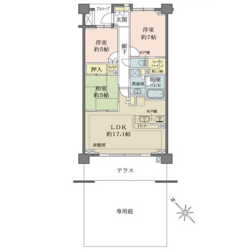 約1.3帖のウォークインクローゼット有り