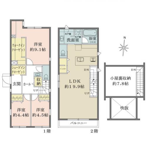 屋根裏収納（約7.8帖）付き